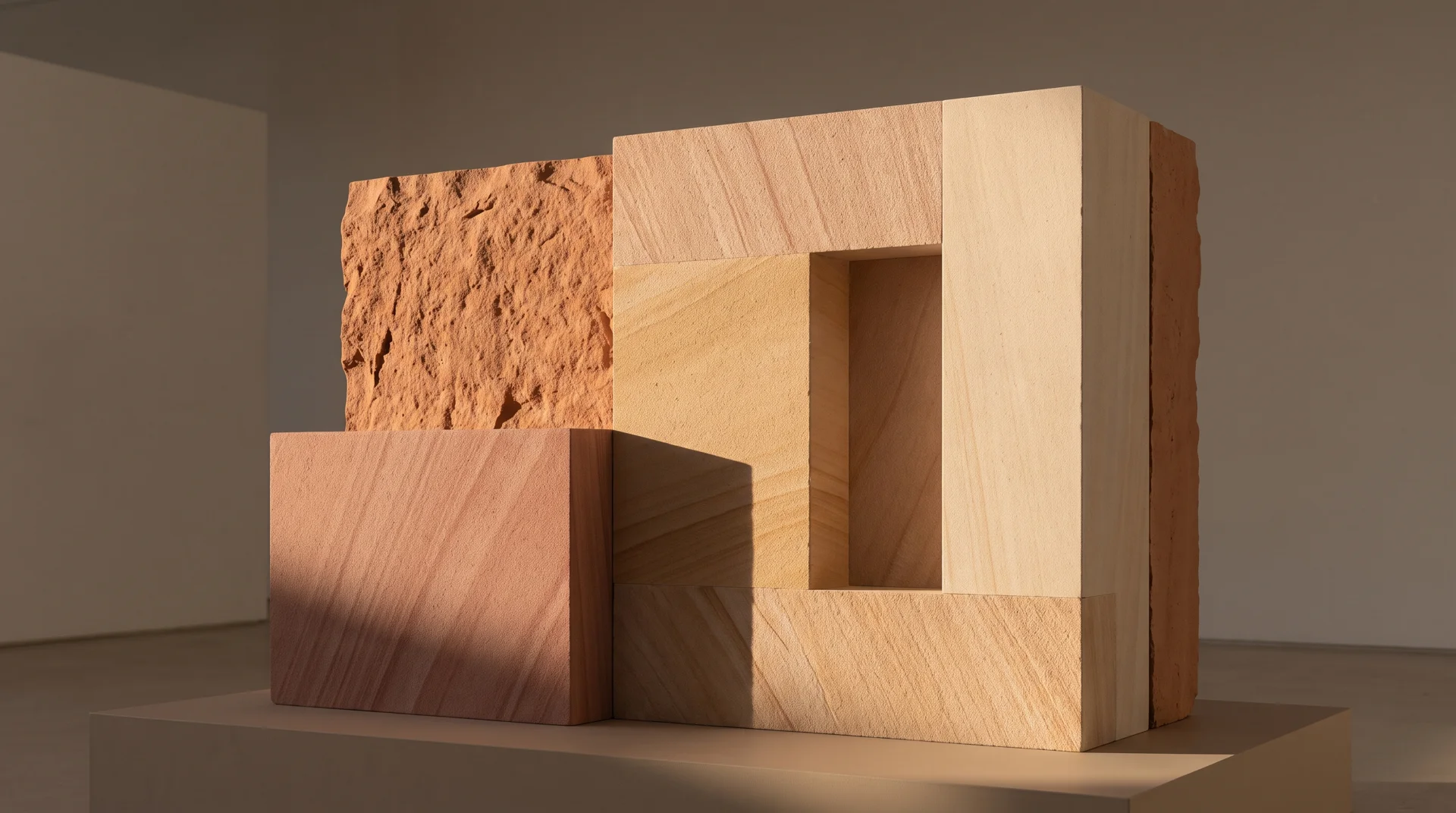 Imagined rose sandstone planes in directional light